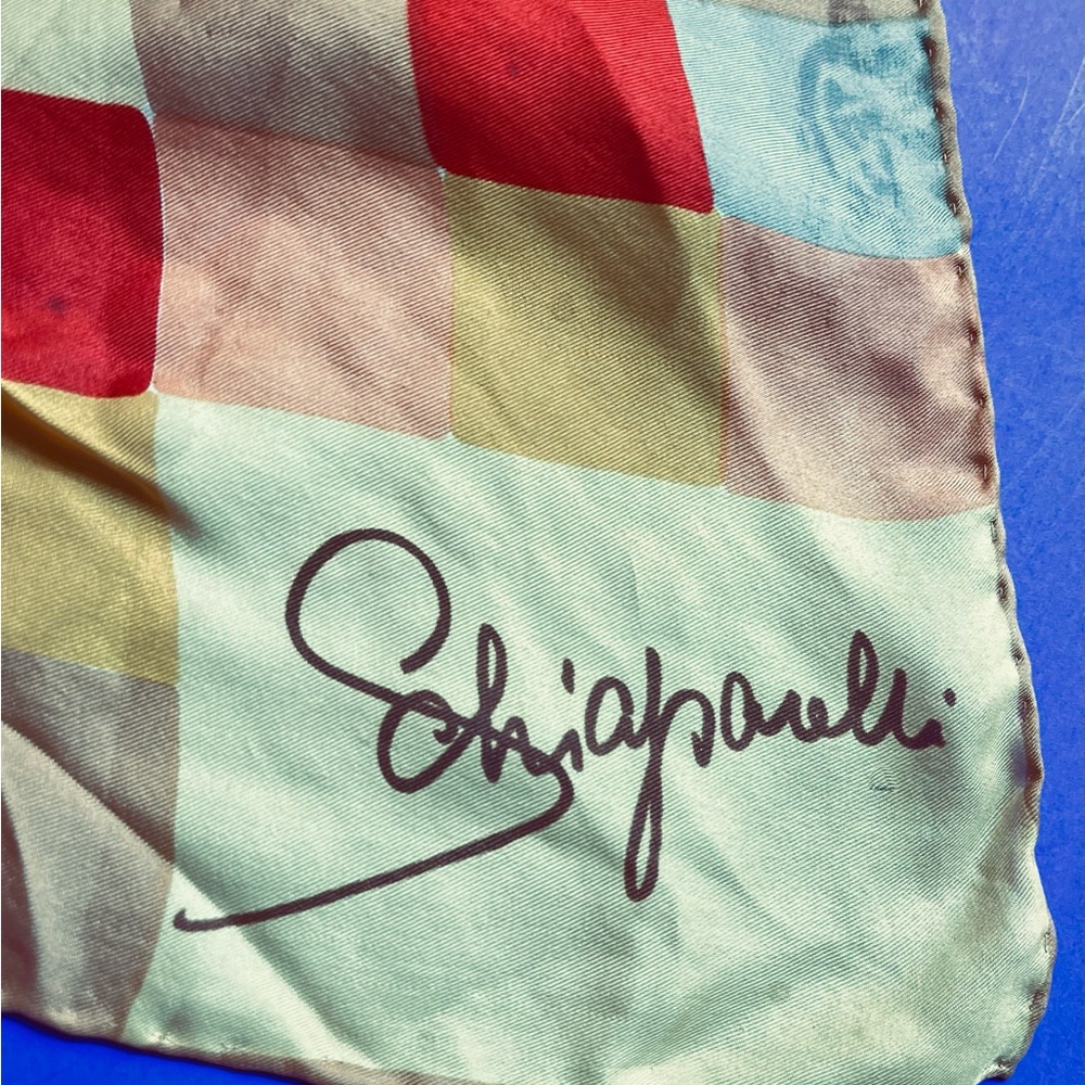 Schiaparelli Vintage Color Block Square Silk Scarf - Picture 2 of 8